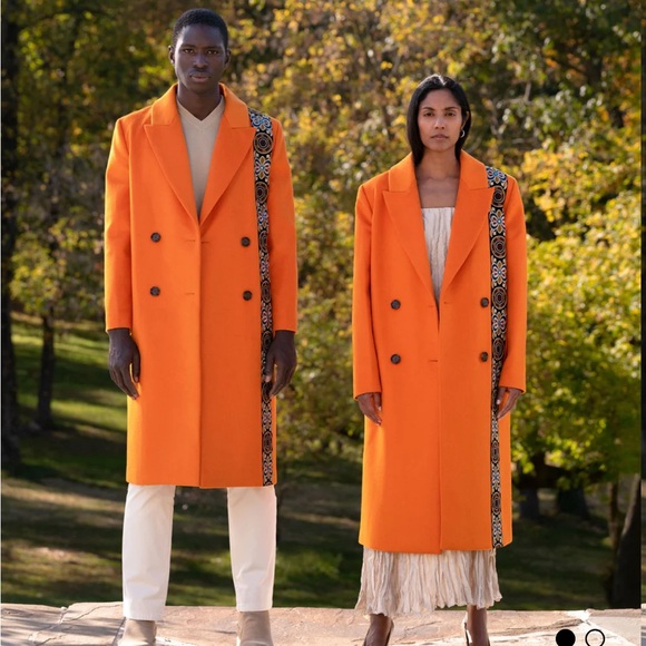 was him Jackets & Blazers - Stylish Orange Double-Breasted Coat